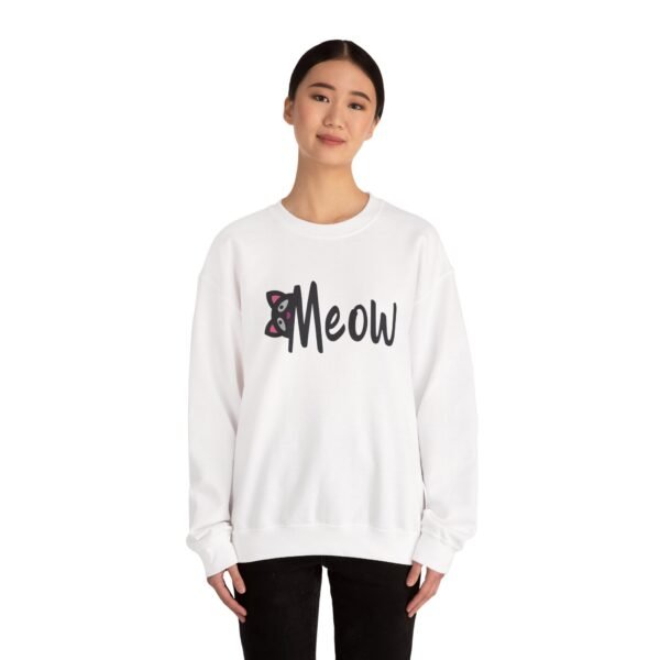 Cozy Cat-Inspired Sweatshirt, Cute Cat Lover Gift, Comfortable Crewneck Sweatshirt, Perfect for Autumn, Meow Design - Image 3