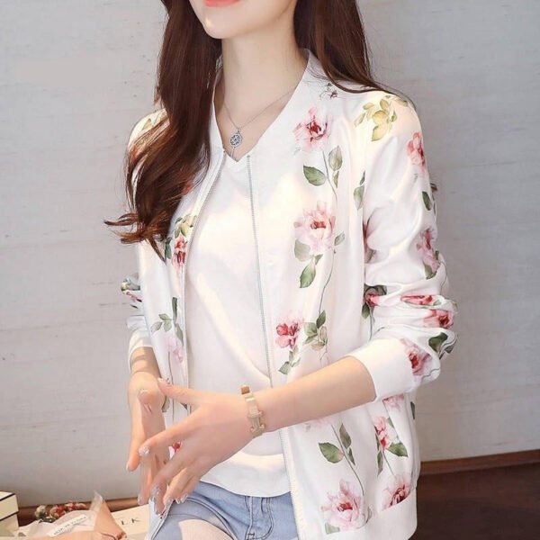 Short Jacket Women's Baseball Uniform Loose Jacket Printed Long-sleeved Chiffon Sunscreen - Image 5