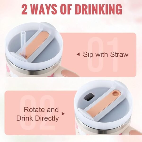 40 Oz Tumbler With Handle Straw Insulated - Image 11