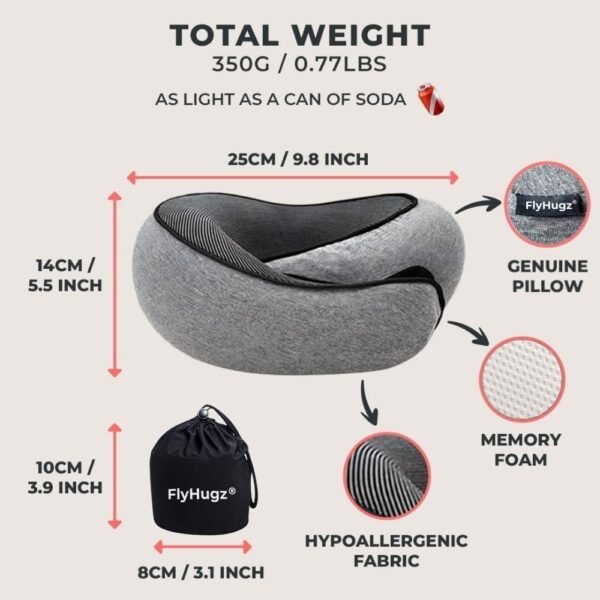 Neck Travel Pillow | Memory Foam Neck Pillow for Comfort on Travel, Car Rides, and Home Use - Image 2