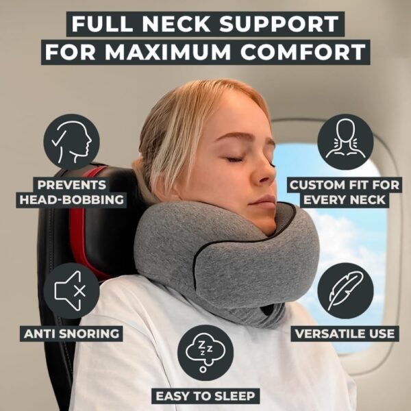 Neck Travel Pillow | Memory Foam Neck Pillow for Comfort on Travel, Car Rides, and Home Use - Image 3