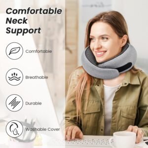 Neck Travel Pillow | Memory Foam Neck Pillow for Comfort on Travel, Car Rides, and Home Use