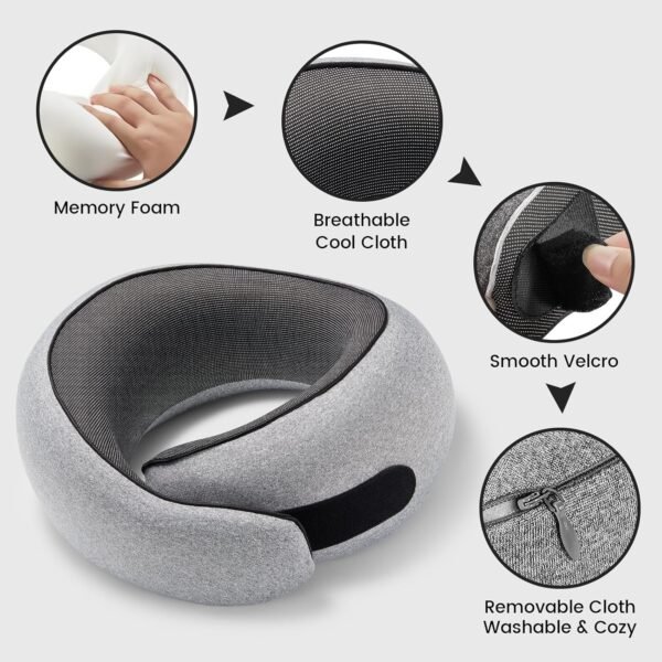 Neck Travel Pillow | Memory Foam Neck Pillow for Comfort on Travel, Car Rides, and Home Use - Image 7