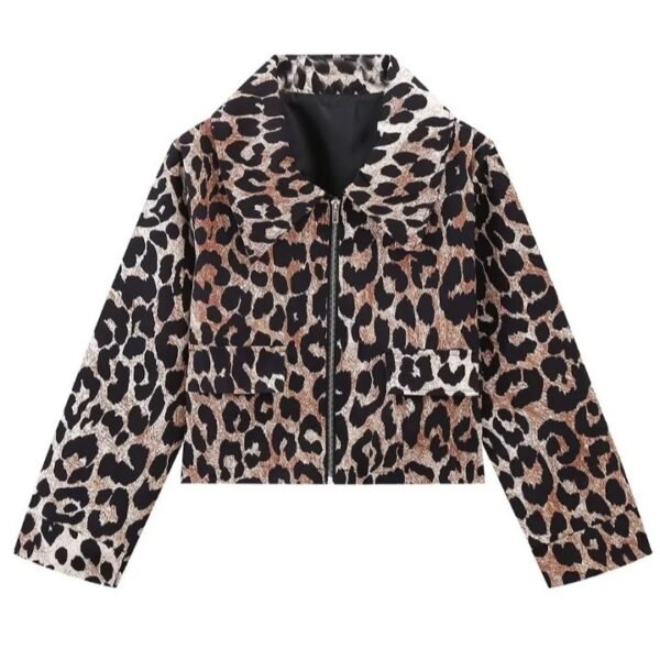 Women's Long Sleeved Leopard Print Jacket Jacket - Image 7