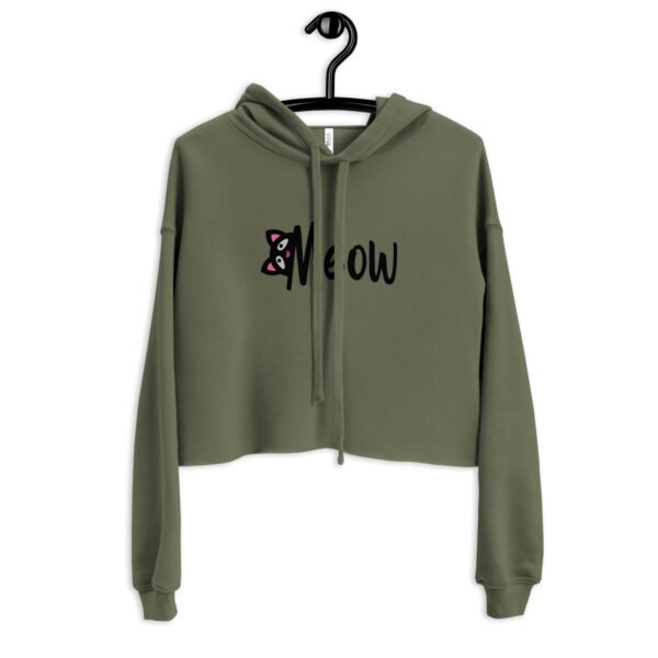 Meow Cat Print Crop Hoodie - Image 7