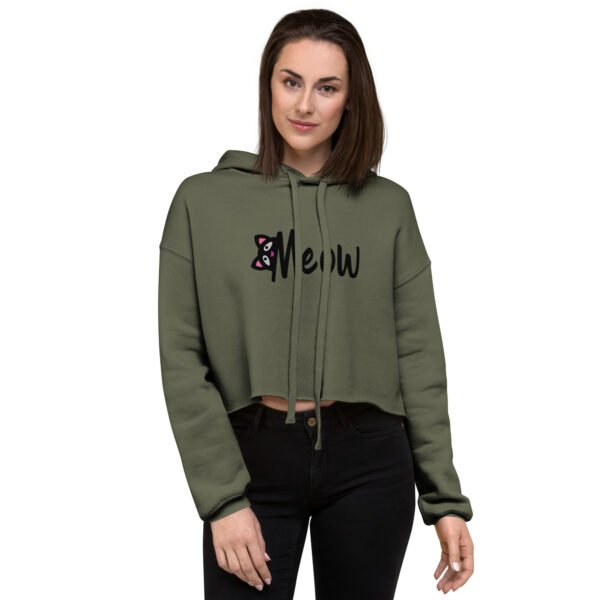 Meow Cat Print Crop Hoodie - Image 5