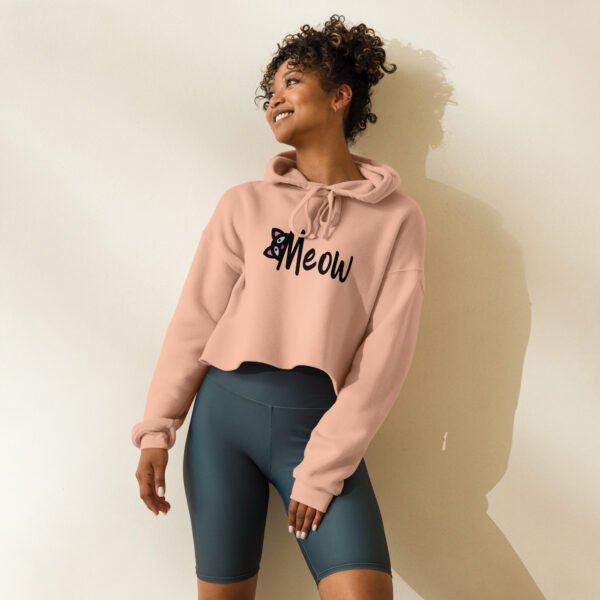 Meow Cat Print Crop Hoodie - Image 3