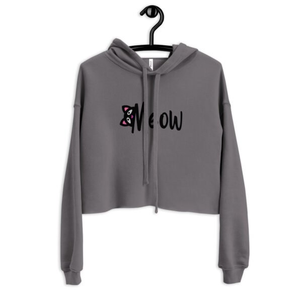 Meow Cat Print Crop Hoodie - Image 4