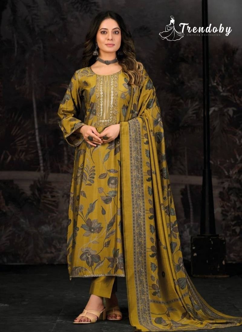 Party Wear Fancy Muslin Silk Unstitched Suit Dress Material for Women